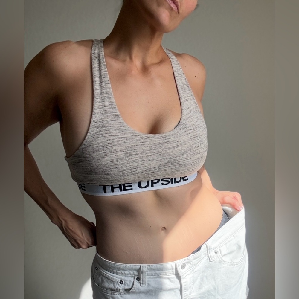 The Upside Heathered Gray Sports Bra Medium Heather Gray Oatmeal